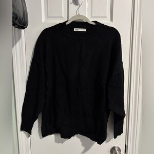 Black Knit Crew Sweater